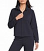 Multiples Petite Size Quarter Zip Mock Neck Long Raglan Sleeve Top - Image 1