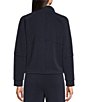 Multiples Petite Size Quarter Zip Mock Neck Long Raglan Sleeve Top - Image 2