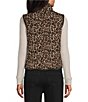 Multiples Petite Size Quilled Contrast Reversible Stand Collar Sleeveless Snap Front Vest - Image 2