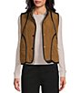 Multiples Petite Size Quilled Contrast Reversible Stand Collar Sleeveless Snap Front Vest - Image 3