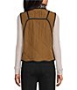Multiples Petite Size Quilled Contrast Reversible Stand Collar Sleeveless Snap Front Vest - Image 4