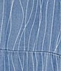 Multiples Petite Size Slub Woven Printed Stand Collar 3/4 Drawstring Sleeve Hi-Low Hem Button Front Shirt, Color:Denim Print - Image 6