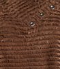 Multiples Petite Size Soft Textured Striped Knit Wrap Collar 3/4 Bungee Sleeve Top, Color:Rich Chocolate - Image 4