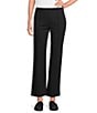Multiples Petite Size Solid 4-Way Stretch Ponte Elastic No-Waist Pintuck Pull-On Ankle Pants, Color:Black - Image 1