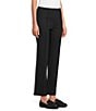 Multiples Petite Size Solid 4-Way Stretch Ponte Elastic No-Waist Pintuck Pull-On Ankle Pants, Color:Black - Image 3