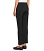 Multiples Petite Size Solid 4-Way Stretch Ponte Elastic No-Waist Pintuck Pull-On Ankle Pants, Color:Black - Image 4