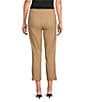 Multiples Petite Size Solid Fine Line Twill Eyelet Embroidered Hem Pull-On Ankle Pants, Color:Tan - Image 2
