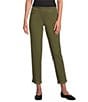 Multiples Petite Size Solid Garment Dyed Straight Leg Fringe Hem Pull-On Ankle Coordinating Pants - Image 1