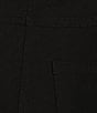 Color:Black - Image 4 - Petite Size Solid Twill Straight Leg Embroidered Hem Pull-On Ankle Pant