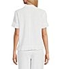 Multiples Petite Size Textured Slub Woven Point Collar Short Sleeve Ruffle Detail Fitted Button Front Jean Jacket, Color:White - Image 2