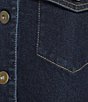 Multiples Petite Size Two-Way Stretch Denim Embroidered Scalloped Hem Button-Front Jacket - Image 4