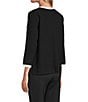 Multiples Petite Size Wide Neck 3/4 Sleeve Sweater Knit Top, Color:Black - Image 4