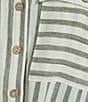 Multiples Petite Size Woven Yarn Dye Stripe Point Collar Long Roll-Tab Sleeve Button Front Tie Shirt - Image 4