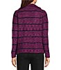 Multiples Petite Size Yarn Dye Knit Stripe Open Lapel Long Sleeve Button Front Cardigan - Image 2