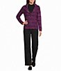 Multiples Petite Size Yarn Dye Knit Stripe Open Lapel Long Sleeve Button Front Cardigan - Image 3