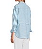 Multiples Petite Size Yarn-Dye Stripe Point Collar Long Roll-tab Sleeve Button-Front Shirt - Image 4