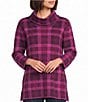 Multiples Petite Size Yarn Dyed Knit Cowl Neck 3/4 Sleeve Sweater - Image 1