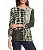 Multiples Placement Print Crew Neck 3/4 Sleeve Top - Image 1