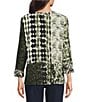 Multiples Placement Print Crew Neck 3/4 Sleeve Top - Image 2