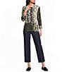 Multiples Placement Print Crew Neck 3/4 Sleeve Top - Image 3