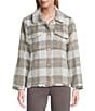 Multiples Plaid Point Collar Long Sleeve Button Front Fringe Jacket, Color:Multi - Image 2