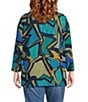 Multiples Plus Size Abstract Print Scoop Neck 3/4 Sleeve Top, Color:Abstract Multi - Image 2