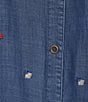 Multiples Plus Size All-Over Embroidered Point Collar 3/4 Roll-Tab Sleeve Button-Front Shirt - Image 5