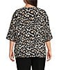 Multiples Plus Size Animal Print Slub Knit Skin Multi V-Neck 3/4 Dolman Sleeve Top, Color:Skin Multi - Image 2