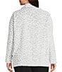 Multiples Plus Size Cheetah Print Johnny Collar Long Sleeve Plush Knit Top, Color:Frost Grey - Image 2