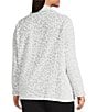 Multiples Plus Size Cheetah Print Johnny Collar Long Sleeve Plush Knit Top, Color:Frost Grey - Image 4