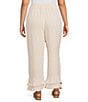 Multiples Plus Size Coordinating Textured Slub Elastic Drawstring Double Fringe Flounce Hem Cropped Pants - Image 2