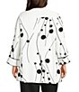 Multiples Plus Size Crinkle Woven Embriordered Point Collar 3/4 Sleeve Hi-Low Hem Button Front Shirt, Color:Soft Ivory - Image 2