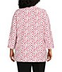 Multiples Plus Size Crinkle Woven Printed Wire Collar 3/4 Sleeve Hi-Low Hem Button Front Shirt, Color:Fiery Red - Image 2