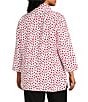 Multiples Plus Size Crinkle Woven Printed Wire Collar 3/4 Sleeve Hi-Low Hem Button Front Shirt, Color:Fiery Red - Image 4
