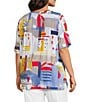 Multiples Plus Size Embellished Printed Scoop Neck 3/4 Sleeve Fitted Knit Top, Color:Multi - Image 4