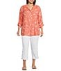 Multiples Plus Size Embroidered Crinkle Woven Tie-Front Shirt - Image 4