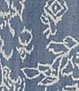 Color:Chambray - Image 5 - Plus Size Floral Paisley Print Split V-Neck 3/4 Sleeve Hi-Low Hem Tunic