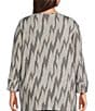 Multiples Plus Size Grey Print Scoop Neck 3/4 Sleeve Top, Color:Grey Print - Image 2