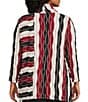 Multiples Plus Size Jacquard Knit Textured Wavy Stripe Print Collar Neck 3/4 Sleeve Top, Color:Crimson - Image 2