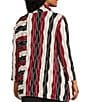 Multiples Plus Size Jacquard Knit Textured Wavy Stripe Print Collar Neck 3/4 Sleeve Top, Color:Crimson - Image 4