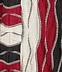 Multiples Plus Size Jacquard Knit Textured Wavy Stripe Print Collar Neck 3/4 Sleeve Top, Color:Crimson - Image 6