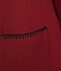 Multiples Plus Size Knit 3/4 Sleeve Open-Front Solid Long Sweater Cardigan, Color:Crimson - Image 4