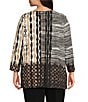 Multiples Plus Size Knit Color Block Stripe Geometric Print Embellished Neckline 3/4 Sleeve Top, Color:Multi - Image 2