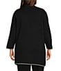 Multiples Plus Size Knit Contrast Stitch Shawl Collar 3/4 Sleeve Patch Pocket Open Front Cardigan - Image 2