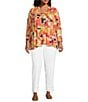 Multiples Plus Size Knit Square Multi Long Sleeve Open-Front Matching Tank Top Set, Color:Square Multi - Image 5