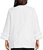 Multiples Plus Size Linen Blend Stand Collar 3/4 Sleeve Open-Front Jacket - Image 2