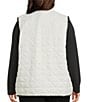 Multiples Plus Size Quilted Woven Stand Collar Sleeveless Fitted Vest, Color:Winter White - Image 2