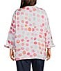 Multiples Plus Size Shimmer Woven Dot Print Point Collar 3/4 Turn-Up Sleeve Button-Front Shirt - Image 2