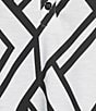 Multiples Plus Size Slub Jersey Knit Geometric Print Collared V-Neck 3/4 Sleeve Top, Color:Black/White Print - Image 4