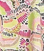 Multiples Plus Size Slub Knit Georgette Multi Scoop Neck 3/4 Flounce Sleeve Fitted Top, Color:Multi - Image 4